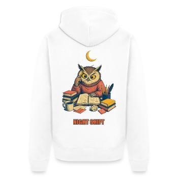 Night Shift | Night shift - Unisex Premium Organic Zip Hoodie - white - Back - Thijin (182cm)