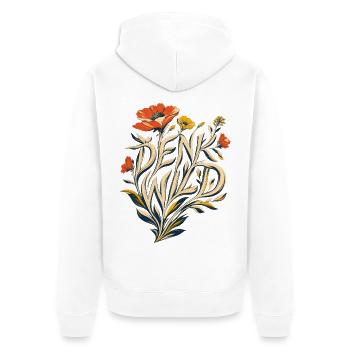 Denk Wild - Ideen lassen sich nicht einzäunen! - Unisex Premium Bio Zip Hoodie - Weiß - Hinten - Thijin (182cm)