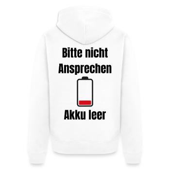 Niedrige Batterie Silhouette - Unisex Premium Bio Zip Hoodie - Weiß - Hinten - Thijin (182cm)