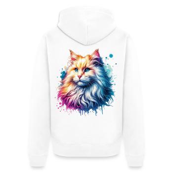 Motif du chat angora turc - Veste à capuche bio Premium Unisexe - blanc - Dos - Thijin (182cm)