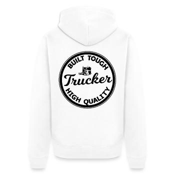 Trucker Design - Unisex Premium Organic Zip Hoodie - white - Back - Thijin (182cm)