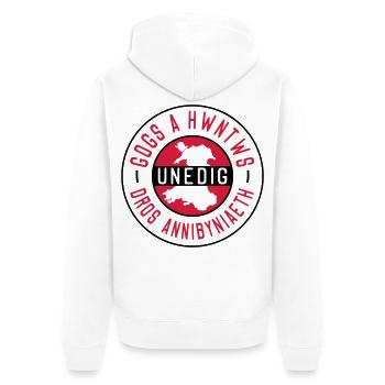 Gogs A Hwntws Unedig Dros Annibyniaeth - Unisex Premium Organic Zip Hoodie - white - Back - Thijin (182cm)