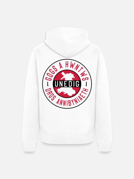 Gogs A Hwntws Unedig Dros Annibyniaeth - Unisex Premium Organic Zip Hoodie - white