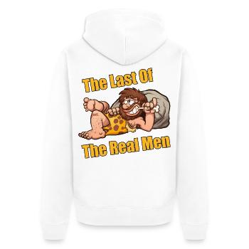 Der letzte der echten Männer – lustiger Höhlenmensch - Unisex Premium Bio Zip Hoodie - Weiß - Hinten - Thijin (182cm)