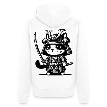 Samurai-Katze – Originalgeschenk - Unisex Premium Bio Zip Hoodie - Weiß - Hinten - Thijin (182cm)