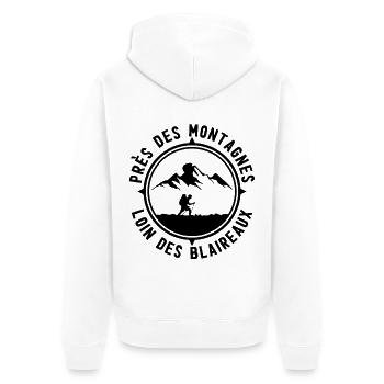 Cercle Cime Silhouette Montagne - Veste à capuche bio Premium Unisexe - blanc - Dos - Thijin (182cm)