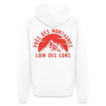 Montagnes au Crépuscule Rouge - Veste à capuche bio Premium Unisexe - blanc - Dos - Thijin (182cm)