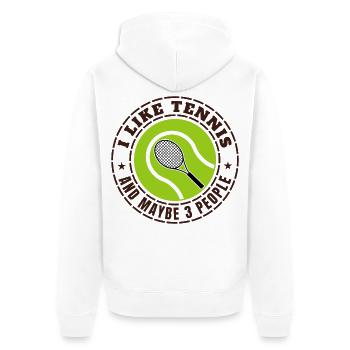 I LIKE TENNIS AND MAYBE 3 PEOPLE - Unisex Premium Organic Zip Hoodie - white - Back - Thijin (182cm)