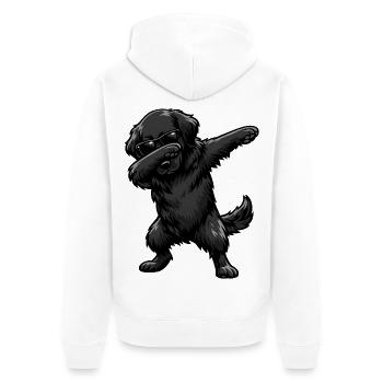 Dabbing Flat Coated Retriever - Unisex Premium Bio Zip Hoodie - Weiß - Hinten - Thijin (182cm)