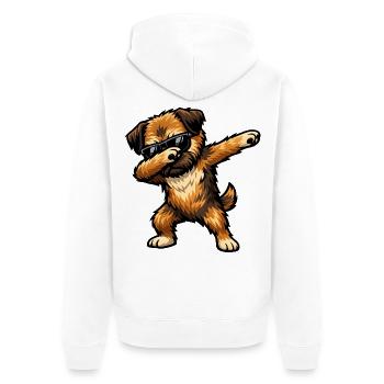 Dabbing Border Terrier in Comic Style - Unisex Premium Organic Zip Hoodie - white - Back - Thijin (182cm)