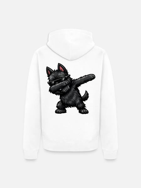 Dabbing Scottish Terrier im Comic Stil - Unisex Premium Bio Zip Hoodie - Weiß
