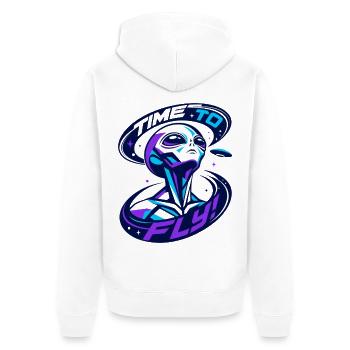 time to fly - Unisex Premium Organic Zip Hoodie - white - Back - Thijin (182cm)