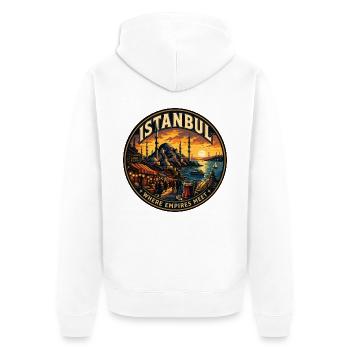 Istanbul Türkei Vintage Reiseabzeichen - Unisex Premium Bio Zip Hoodie - Weiß - Hinten - Thijin (182cm)
