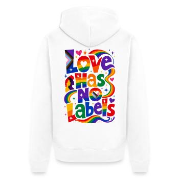 Love Has No Labels Saying for Gays & Lesbians - Unisex Premium Organic Zip Hoodie - white - Back - Thijin (182cm)
