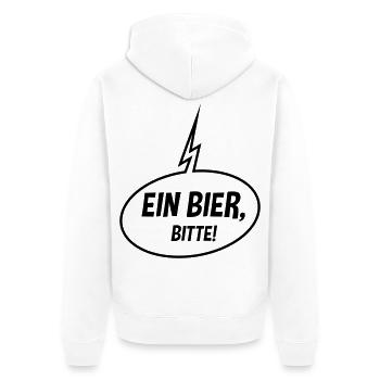 Ein Bier, Bitte! (Sprechblase / Bierchen / Up / B) - Unisex Premium Bio Zip Hoodie - Weiß - Hinten - Thijin (182cm)