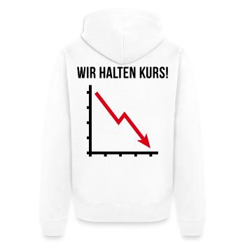 Wir Halten Kurs! (Fortschritt / Abwärts / POS 2C) - Unisex Premium Bio Zip Hoodie - Weiß - Hinten - Thijin (182cm)