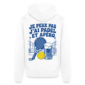 Je Peux Pas J'ai Padel et Apéro Humour - Veste à capuche bio Premium Unisexe - blanc - Dos - Thijin (182cm)