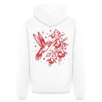 Observateur d’oiseaux des fleurs de colibris - Veste à capuche bio Premium Unisexe - blanc - Dos - Thijin (182cm)