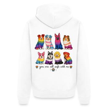 Pride Herding Dogs | You Are All Safe With Me - Unisex Premium Organic Zip Hoodie - white - Back - Thijin (182cm)