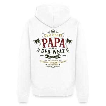 Der beste Papa der Welt - Unisex Premium Bio Zip Hoodie - Weiß - Hinten - Thijin (182cm)