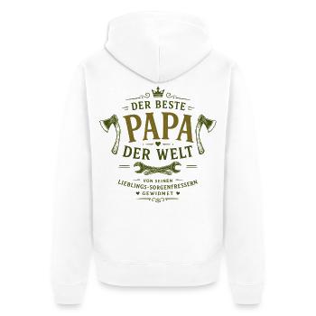 Der beste Papa der Welt – Sorgenfressern - Unisex Premium Bio Zip Hoodie - Weiß - Hinten - Thijin (182cm)