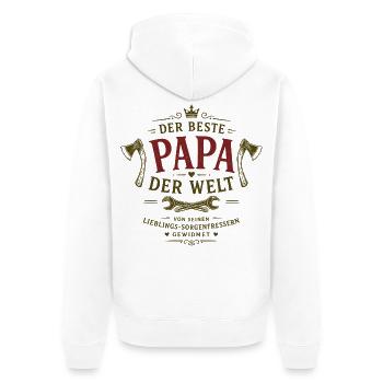 Der beste Papa der Welt - Unisex Premium Bio Zip Hoodie - Weiß - Hinten - Thijin (182cm)