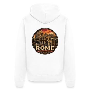 Rome Colosseum Ruins Vintage Travel Badge - Unisex Premium Organic Zip Hoodie - white - Back - Thijin (182cm)