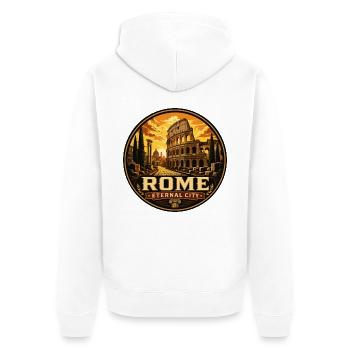 Rome Eternal City Colosseum Vintage Badge - Unisex Premium Organic Zip Hoodie - white - Back - Thijin (182cm)