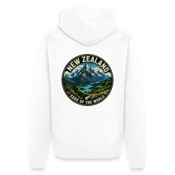 New Zealand Edge of the World Vintage Badge - Unisex Premium Organic Zip Hoodie - white - Back - Thijin (182cm)