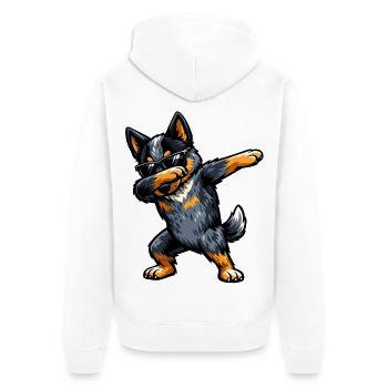 Dabbing Australian Cattle Dog - Unisex Premium Organic Zip Hoodie - white - Back - Thijin (182cm)