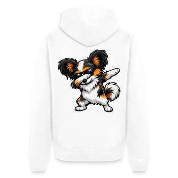Dabbing Papillon im Comic Stil - Unisex Premium Bio Zip Hoodie - Weiß - Hinten - Thijin (182cm)