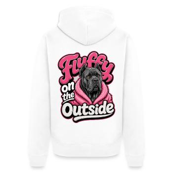 Fluffy on the Outside - Dog Graphic - Unisex Premium Organic Zip Hoodie - white - Back - Thijin (182cm)