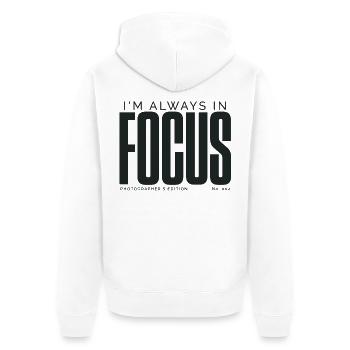 I'm Always In Focus | Photographer's Edition - Unisex Premium Organic Zip Hoodie - white - Back - Thijin (182cm)