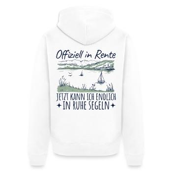 Offiziell in Rente - In Ruhe Segeln - Unisex Premium Bio Zip Hoodie - Weiß - Hinten - Thijin (182cm)