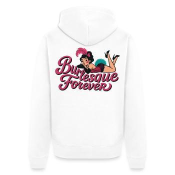 Burlesque Forever: Vintage Pin-Up Schönheit - Unisex Premium Bio Zip Hoodie - Weiß - Hinten - Thijin (182cm)