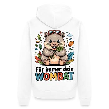 Wombat mit Blättern - Unisex Premium Bio Zip Hoodie - Weiß - Hinten - Thijin (182cm)