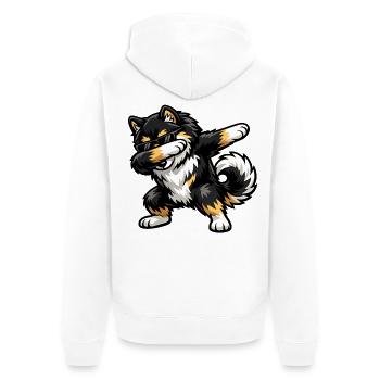 Dapping du Lapphund finlandais - Veste à capuche bio Premium Unisexe - blanc - Dos - Thijin (182cm)