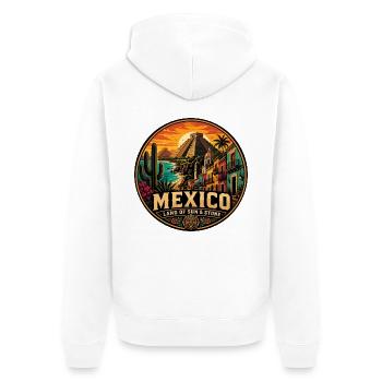 Mexico Vintage Travel Sun & Stone Badge - Unisex Premium Organic Zip Hoodie - white - Back - Thijin (182cm)