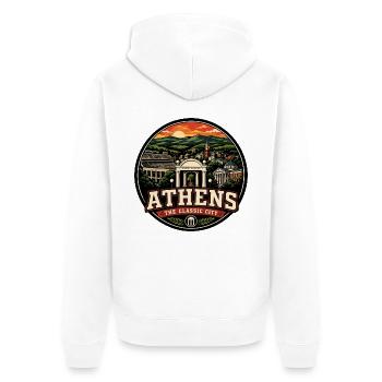 Athens Georgia Classic City Retro Arch Badge - Unisex Premium Organic Zip Hoodie - white - Back - Thijin (182cm)
