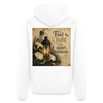 Find Light In Quiet Moments Vintage Poster Decoration - Unisex Premium Organic Zip Hoodie - white - Back - Thijin (182cm)
