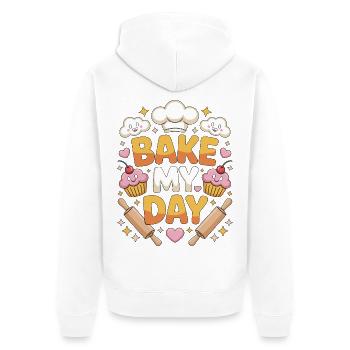 Restaurant Chef Bake My Day Loves Culinary Arts - Unisex Premium Bio Zip Hoodie - Weiß - Hinten - Thijin (182cm)