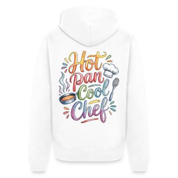 Restaurant Chef Hot Pan Cool Chef Food Preparation - Unisex Premium Organic Zip Hoodie - white - Back - Thijin (182cm)