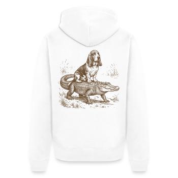 Race de chien Basset Hound drôle drôle, race d’alligator - Veste à capuche bio Premium Unisexe - blanc - Dos - Thijin (182cm)