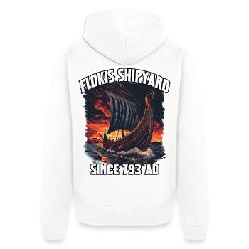 Voilier du chantier naval Flokis - Veste à capuche bio Premium Unisexe - blanc - Dos - Thijin (182cm)