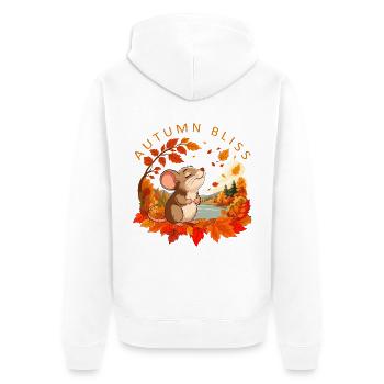 Autumn Mouse in Gold - Unisex Premium Organic Zip Hoodie - white - Back - Thijin (182cm)