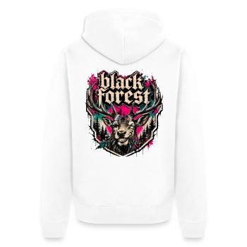 Black Forest Deer Motif - Unisex Premium Organic Zip Hoodie - white - Back - Thijin (182cm)