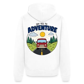 Say Yes to Adventure Van - Unisex Premium Organic Zip Hoodie - white - Back - Thijin (182cm)