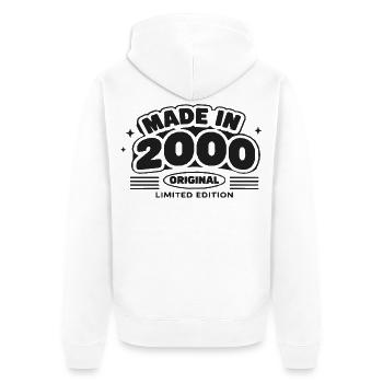 2000 Original Limited Edition - Unisex Premium Organic Zip Hoodie - white - Back - Thijin (182cm)