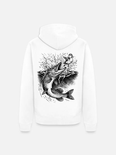 Hecht Oberflächenjagd | Classic Collection - Unisex Premium Bio Zip Hoodie - Weiß