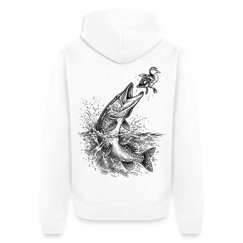 Pike Surface Hunt 2 | Classic Collection - Unisex Premium Organic Zip Hoodie - white - Back - Thijin (182cm)